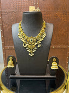 Antique Matte Kemp With Peacock Necklace  Set