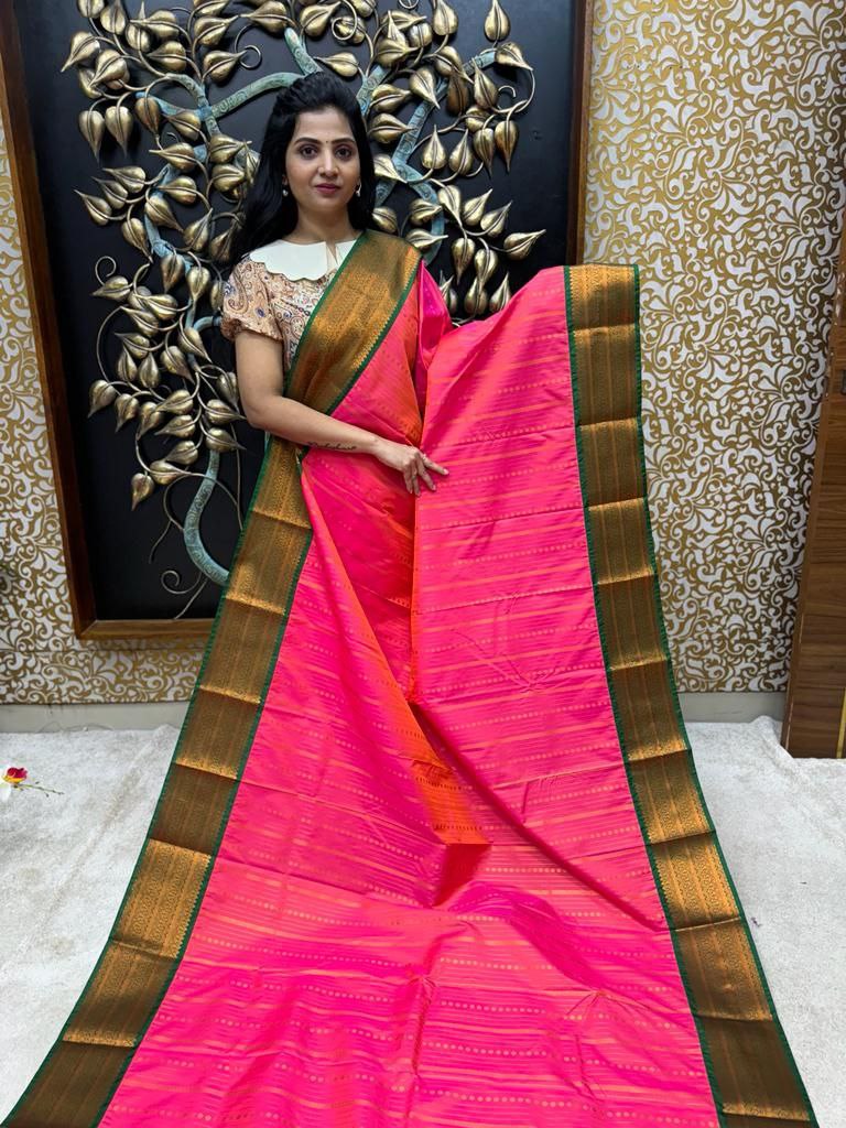 Sky Blue Korvai Silk Cotton Saree With Zari Buttas Pattern - Sri Arya Silks