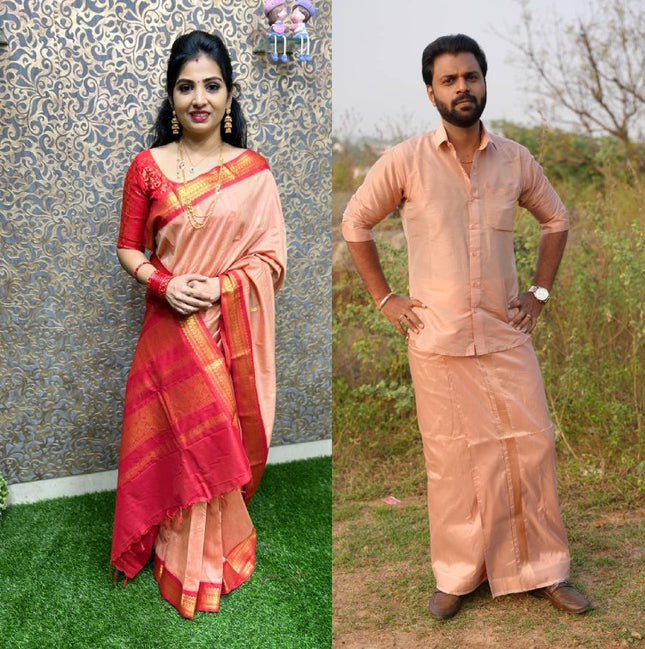 Couple Combo Collection ( Shirt + Dhoti + Saree)