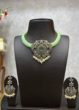 MOISSANITE POLKI VICTORIAN NECKLACE SET