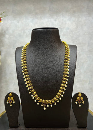 Antique Long Haram Set  With Pearls