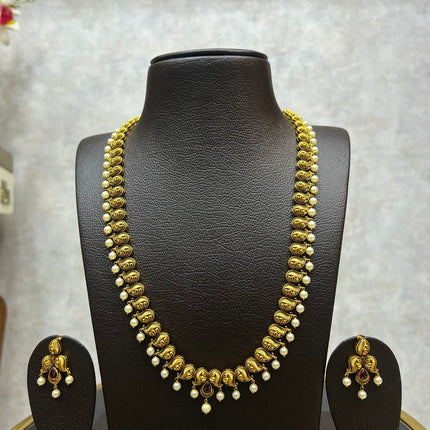 Antique Long Haram Set  With Pearls