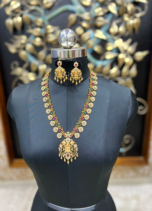 Matte Finish Lakshmi Peacock Long Haram