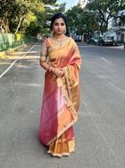Tissue Silk Running Blouse , net Work Patch & Laceilk
