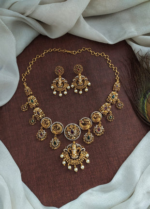 Matte Finish Balaji Necklace Set