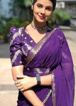 Pure viscose Georgette with Banarasi blouse