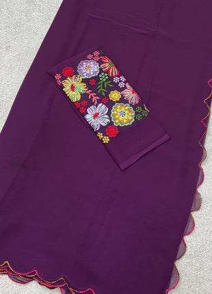 Georgette with Designer Embroidery Blouse