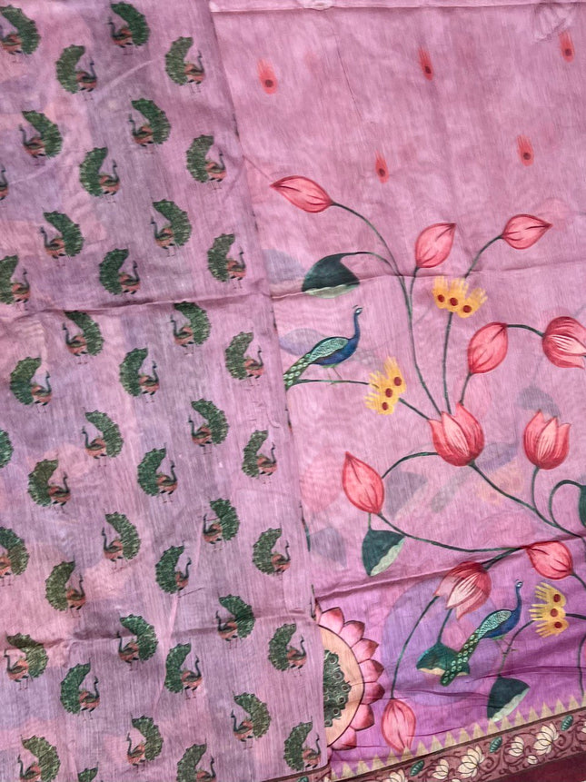 Pure Linen with Kalamkari Printed