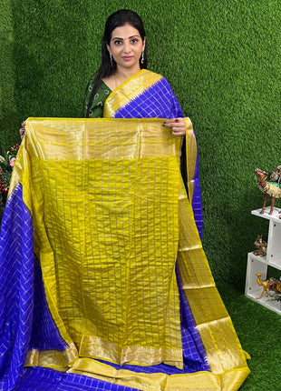 Chiniya Silk with 2 Blouses Contrast Blouse with Banarasi Blouse