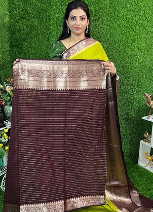 Chiniya Silk with 2 Blouses Contrast Blouse with Banarasi Blouse