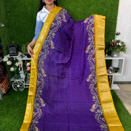 Semi Dola with Kalamkari Blouse