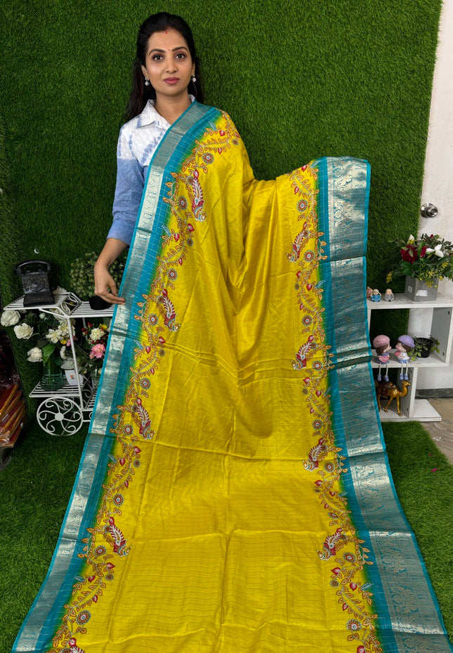 Semi Dola with Kalamkari Blouse