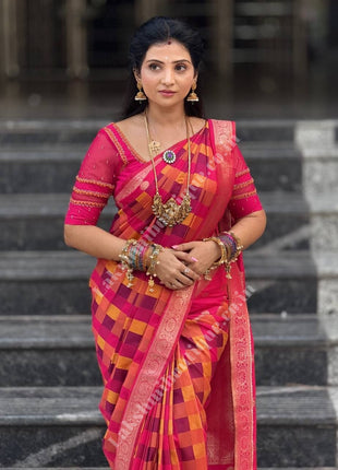 Kanchi Silk With Palum Pazhamum Checks Pattern
