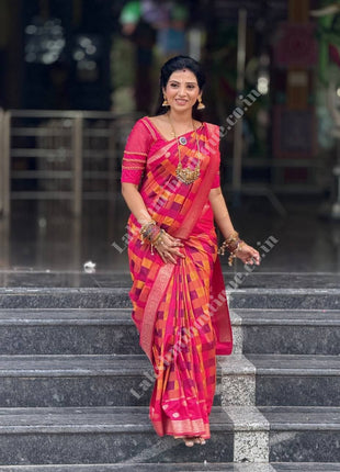 Kanchi Silk With Palum Pazhamum Checks Pattern