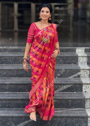 Kanchi Silk With Palum Pazhamum Checks Pattern