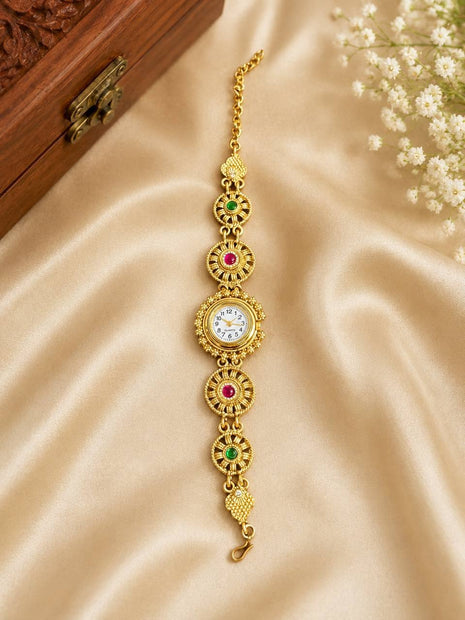 Women's Gold-Tone Ethnic Bracelet Watch