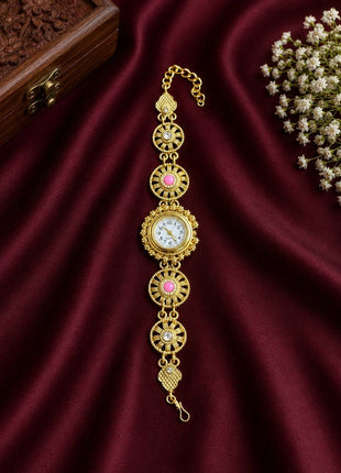 Women's Gold-Tone Ethnic Bracelet Watch