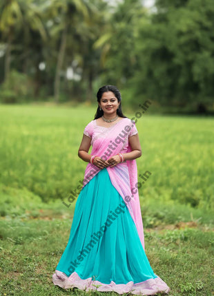 Georgette Half Saree (Stitched Skirt, Unstitched Blouse)