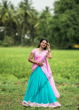 Georgette Half Saree (Stitched Skirt, Unstitched Blouse)