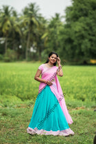 Georgette Half Saree (Stitched Skirt, Unstitched Blouse)