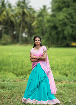 Georgette Half Saree (Stitched Skirt, Unstitched Blouse)