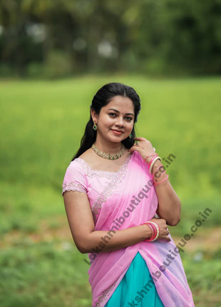 Georgette Half Saree (Stitched Skirt, Unstitched Blouse)