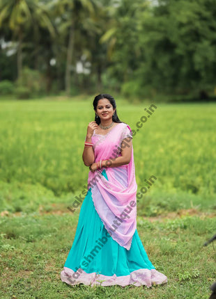 Georgette Half Saree (Stitched Skirt, Unstitched Blouse)