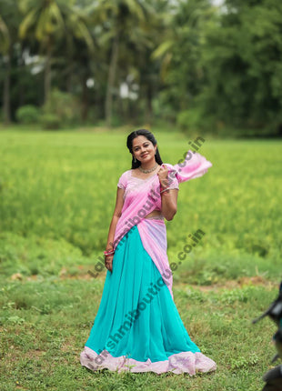 Georgette Half Saree (Stitched Skirt, Unstitched Blouse)