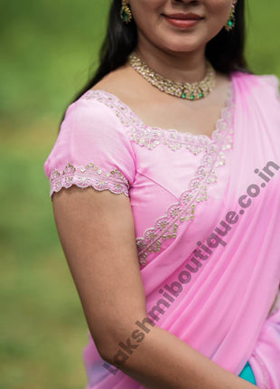 Georgette Half Saree (Stitched Skirt, Unstitched Blouse)