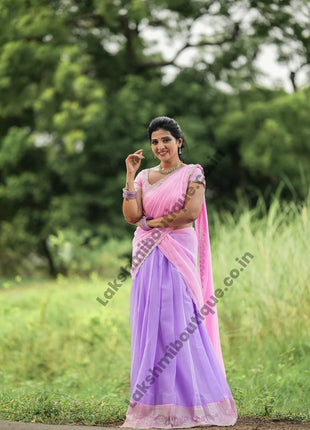 Georgette Half Saree (Stitched Skirt, Unstitched Blouse)