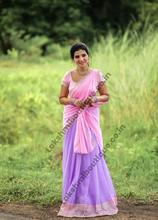 Georgette Half Saree (Stitched Skirt, Unstitched Blouse)