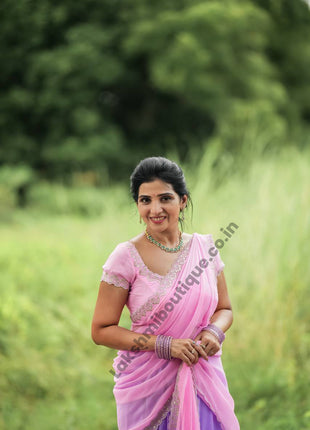 Georgette Half Saree (Stitched Skirt, Unstitched Blouse)