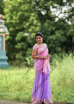 Georgette Half Saree (Stitched Skirt, Unstitched Blouse)
