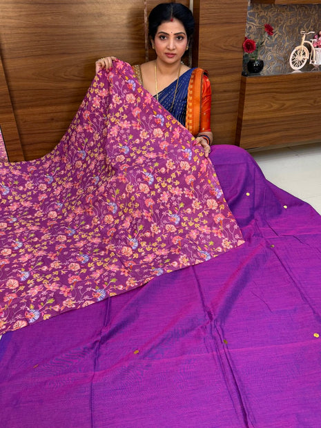 MUL MUL COTTON WITH Position Blouse (Sequence Fabric)