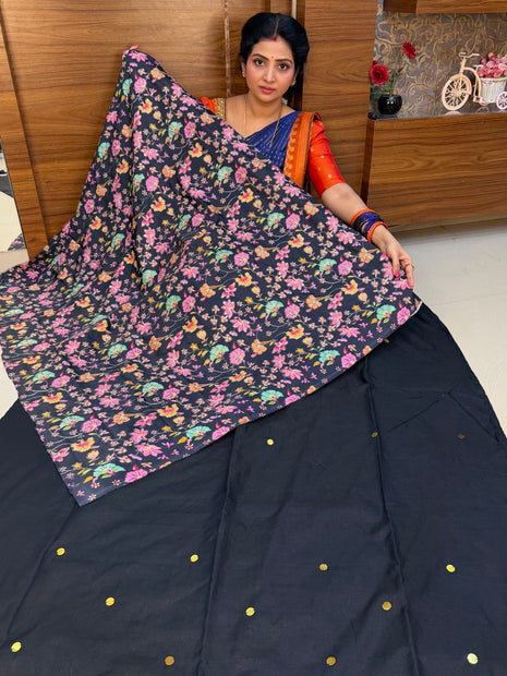 MUL MUL COTTON WITH Position Blouse (Sequence Fabric)