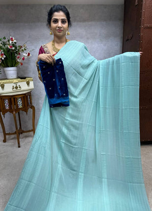 Saree Blouse Combo (Designer Saree With Velvet Blouse)