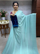 Saree Blouse Combo (Designer Saree With Velvet Blouse)