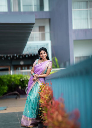 Paithani Half Saree (Stitched Skirt, Unstitched Blouse)