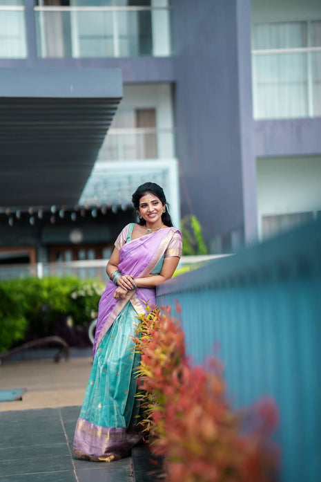 Paithani Half Saree (Stitched Skirt, Unstitched Blouse)