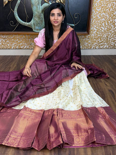Half Saree (Stitched Skirt, Unstitched Blouse)