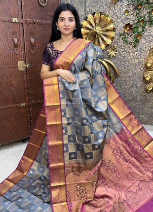 Kanchi Silk With Palum Pazhamum Checks Pattern