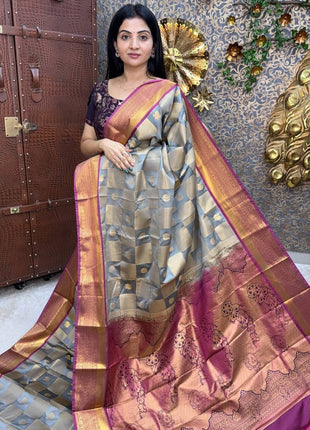 Kanchi Silk With Palum Pazhamum Checks Pattern