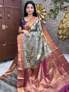 Kanchi Silk With Palum Pazhamum Checks Pattern