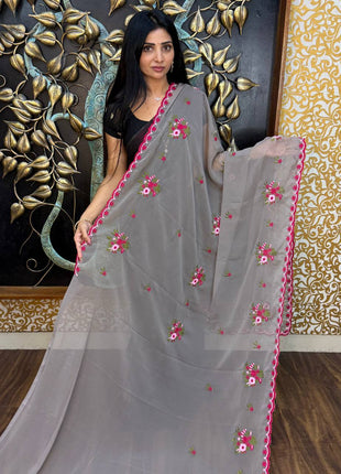 Georgette With Embroidery Work