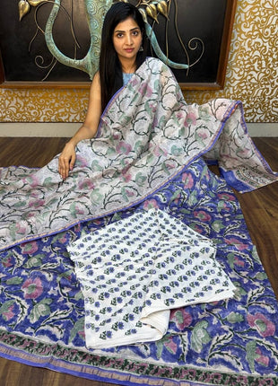 Pure Maheshwari Silk Suit ( Unstitched)