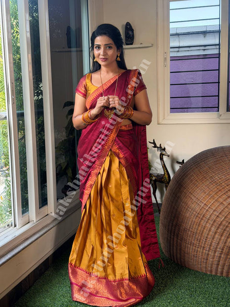 Half Saree (Stitched Skirt, Unstitched Blouse)
