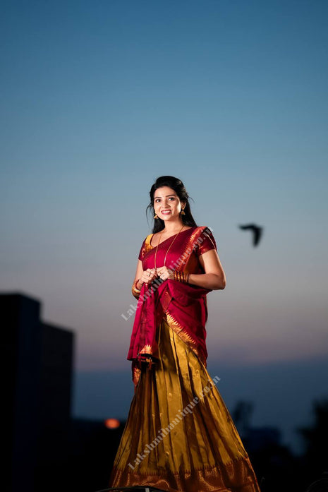 Half Saree (Stitched Skirt, Unstitched Blouse)