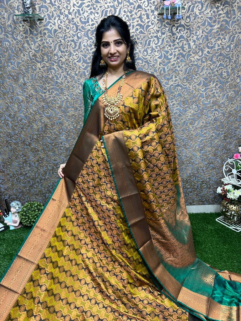 Price 15000/- Kanchipuram pure silk sarees full TISSUE Koravai 3d meenakari  1g bridal collection old prices only* | Instagram